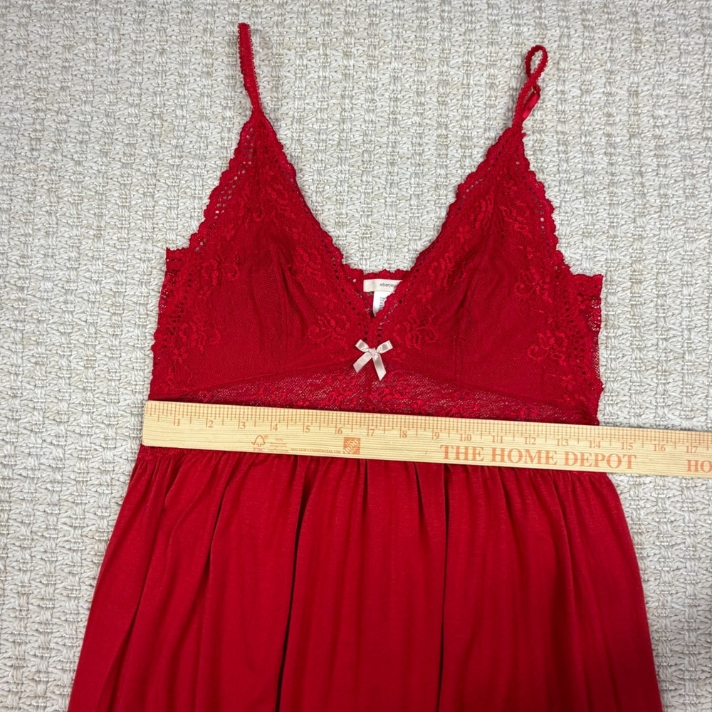 Eberjey Womens Slip Dress Size M Red Lace Modal Babydoll Lingerie Coquette - Picture 11 of 15